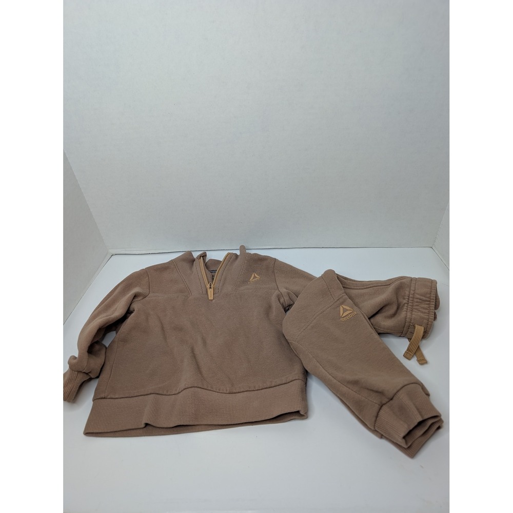 Reebok Kids 18M Tan Fleece Quarter Zip Pullover and‎ Joggers 2 Piece Set